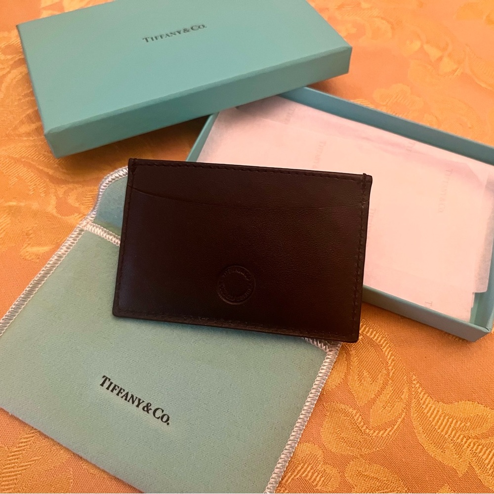 TIffany&Co. Black Smooth Leather Card Case